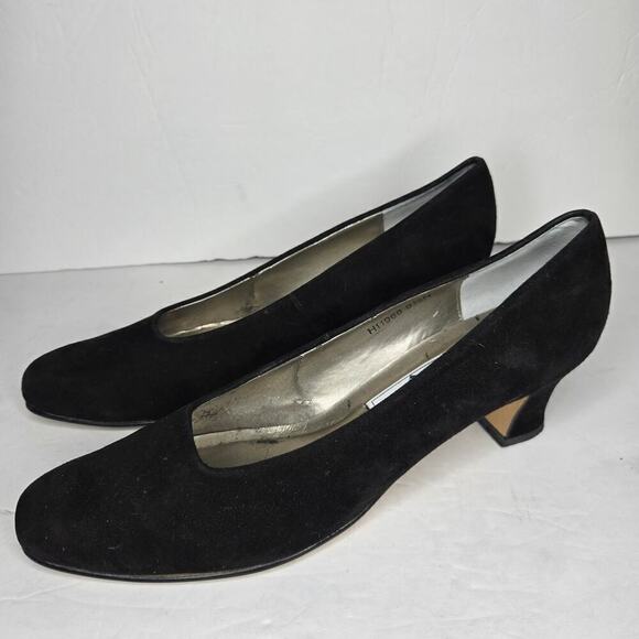 Ros Hommerson Women's Black Suede Square-Toe Heels - Size 9.5N - Picture 2 of 12